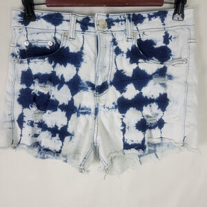 Almost Famous Denim Shorts Juniors 3‎ Blue Jean High Rise Tie Dye Light Wash